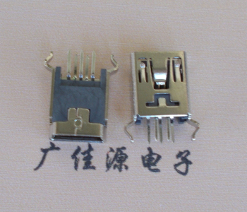 中山MINI USB5p母座|B型口180度|直插弯脚