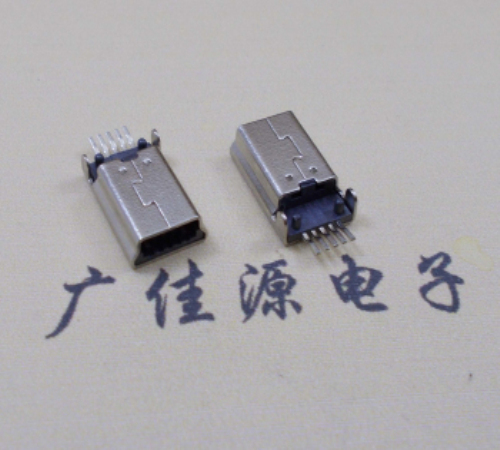 中山MINI USB公头 5pin端子贴板带柱 10.7mm体长
