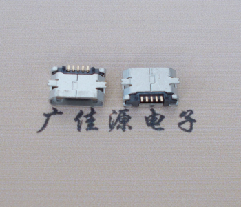 中山Micro USB平口全贴板 鱼叉脚5.0长带定位柱加焊盘