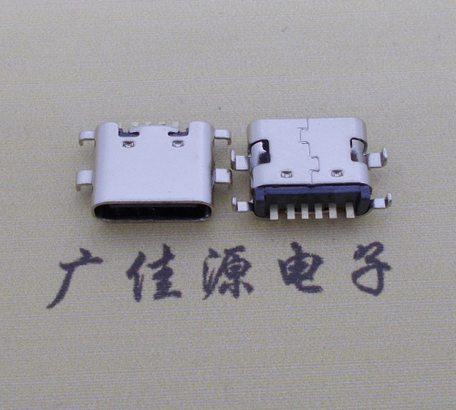 中山简易充电type c6P母座沉板1.6mm接口