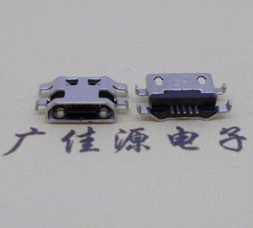 中山micro usb5p连接器 反向沉板1.6mm四脚插平口